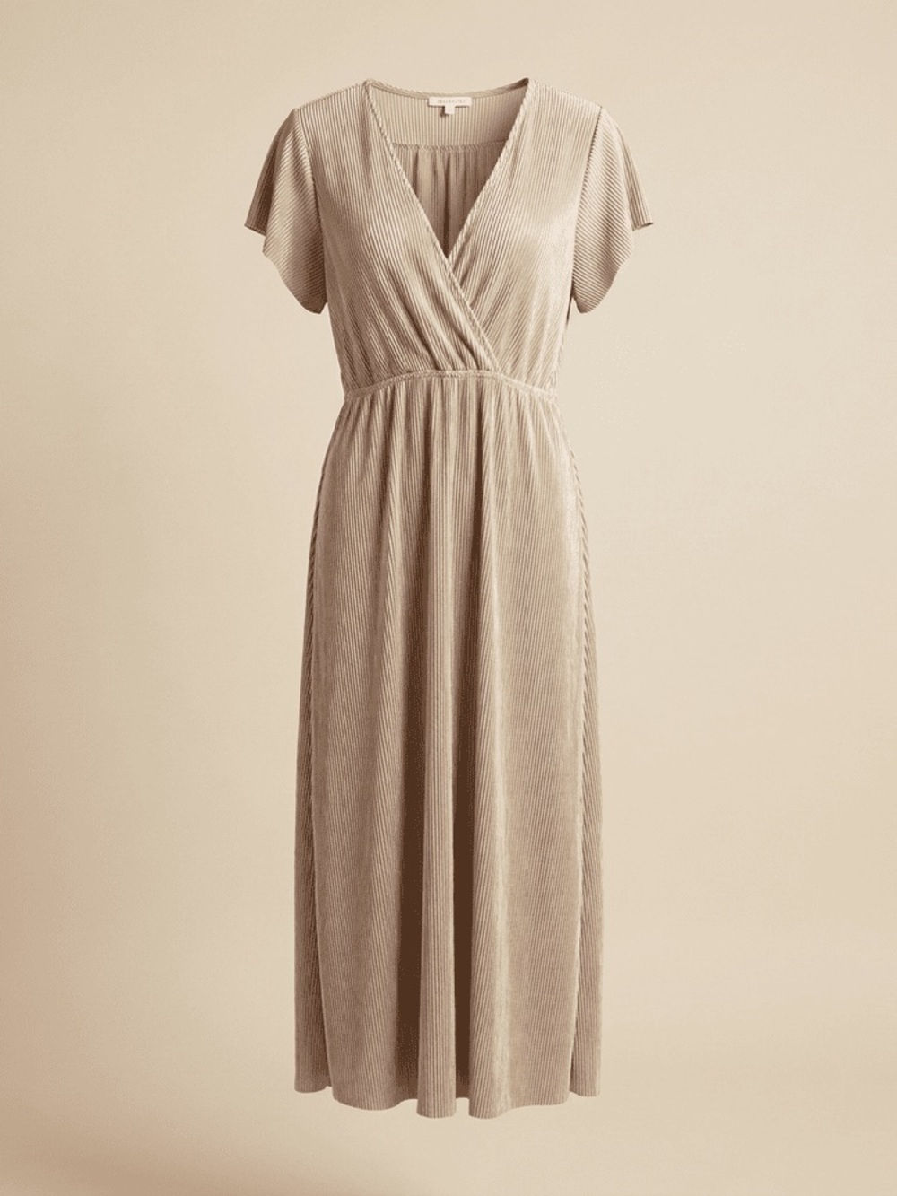 Baltic Born Athena Pleated Maxi Dress Short Sleeve Champagne XXL